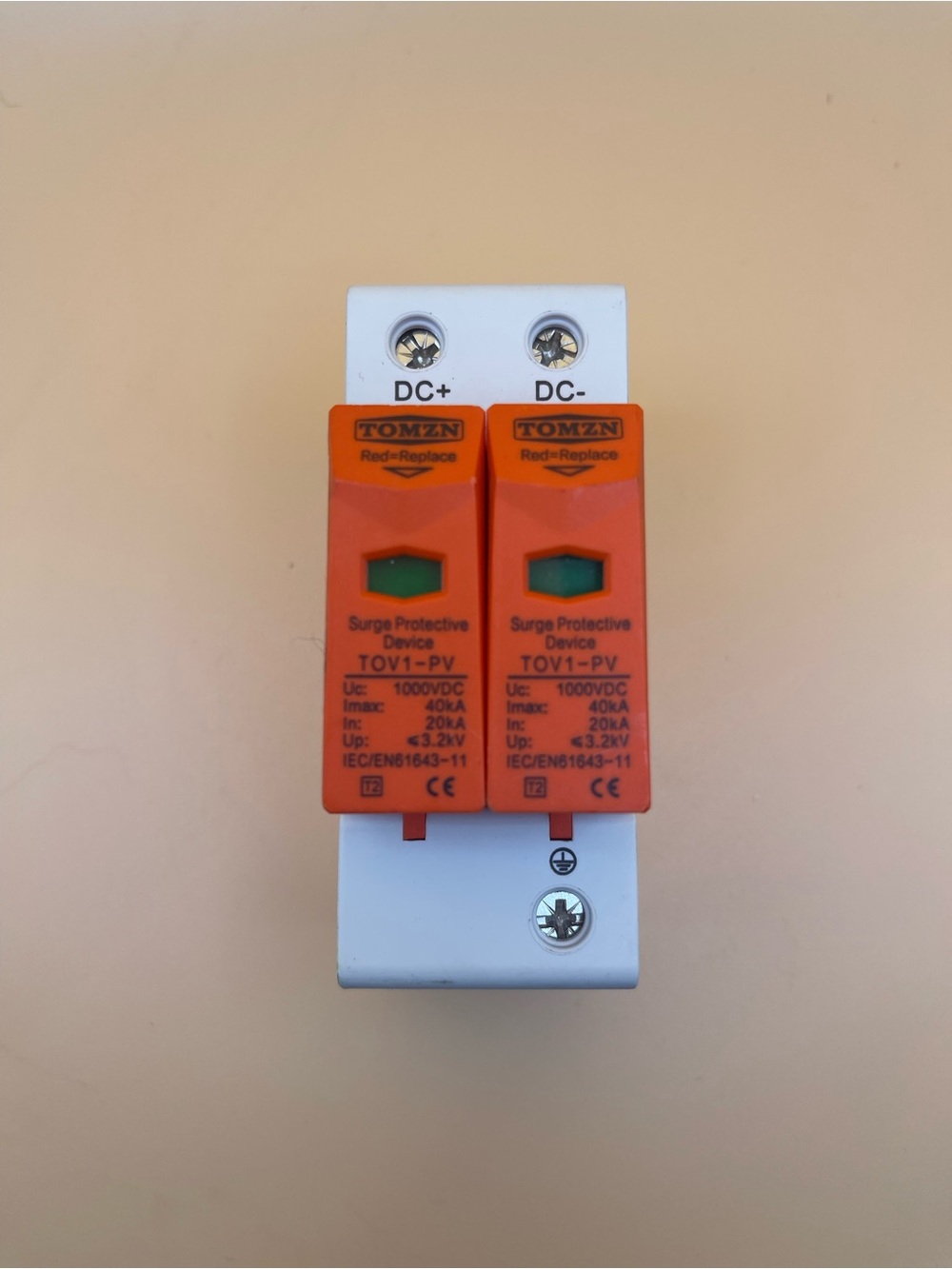 TOMZN TOV1-PV 2P DC 1000V 40kA Type 2 Solar PV Surge Protector